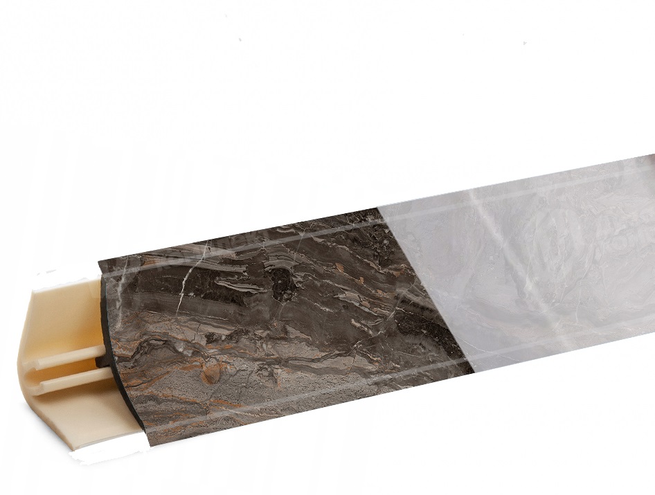 Плинтус LB-15, мрамор бергамо темный, L=3000мм, 13,4х13,4мм, Россия