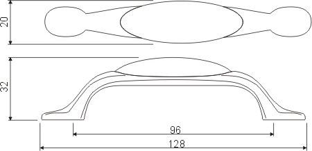 Ручка-скоба, UP-WP0728-PX, 96мм, металл/керамика, старое золото/белый с орнаментом (золотой)