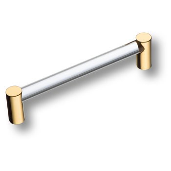 Ручка-скоба, BU 016.128.19, 128мм, металл/стекло, глянцевое золото