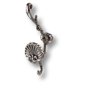 Крючок, 4210.0170.094, двухрожковый, металл, старое серебро