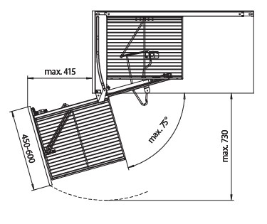 Волшебный уголок Комплект 450-600мм в угловой шкаф, 2 полки, левый, хром, Kessebohmer