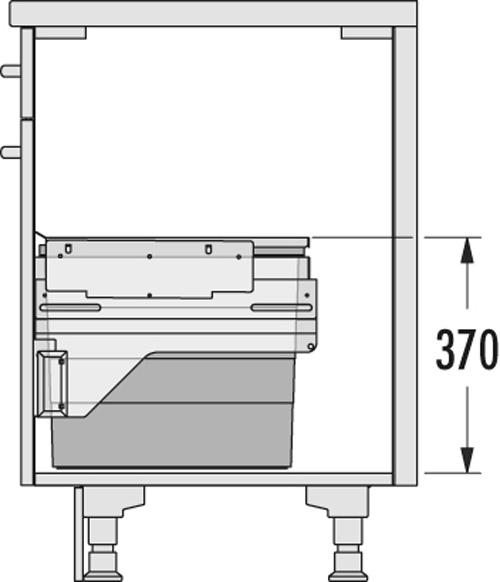 Система сортировки "Euro-Cargo-S 45", 1х21л, 1х17л, 412-418x434x370мм, в шкаф 450, полн выдв, графит
