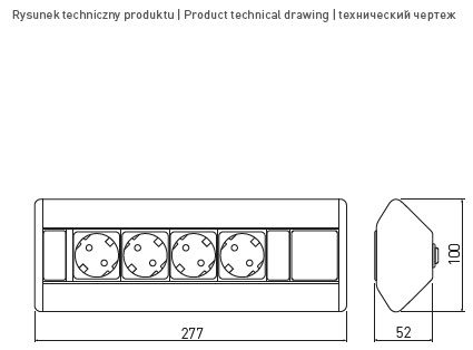 Угловая накладная, 4хEURO, серый, усовое заземл., IP20, пластик, GTV