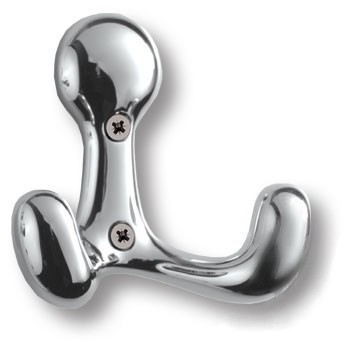 Крючок, 721MP02, двухрожковый, металл, глянцевый хром