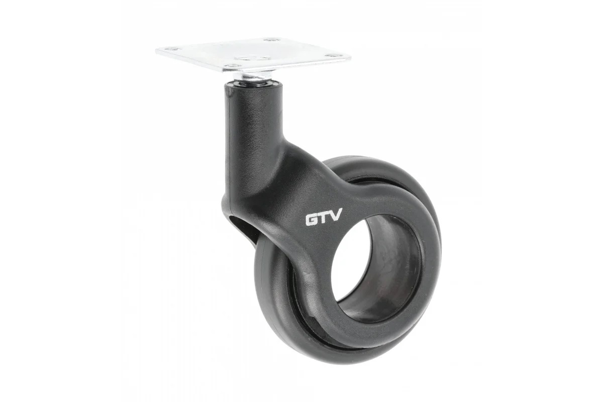 Опора колесная с площадкой, d=60мм, без стопора, пластик, черный, до 30кг, GTV