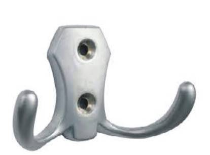 Крючок, 200.01, двухрожковый, матовый хром, CMF