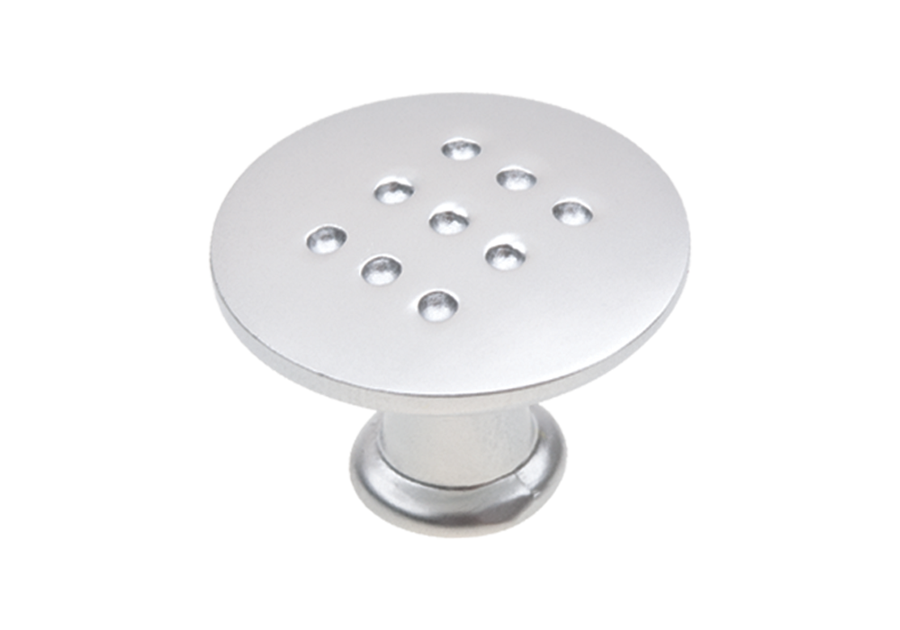 Ручка-кнопка "точки", d=28мм, h=20мм, металл, матовый хром, CMF