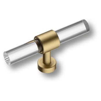 Ручка-кнопка, BU 020.00.36, 35х16х80мм, металл/оргстекло, полированная латунь