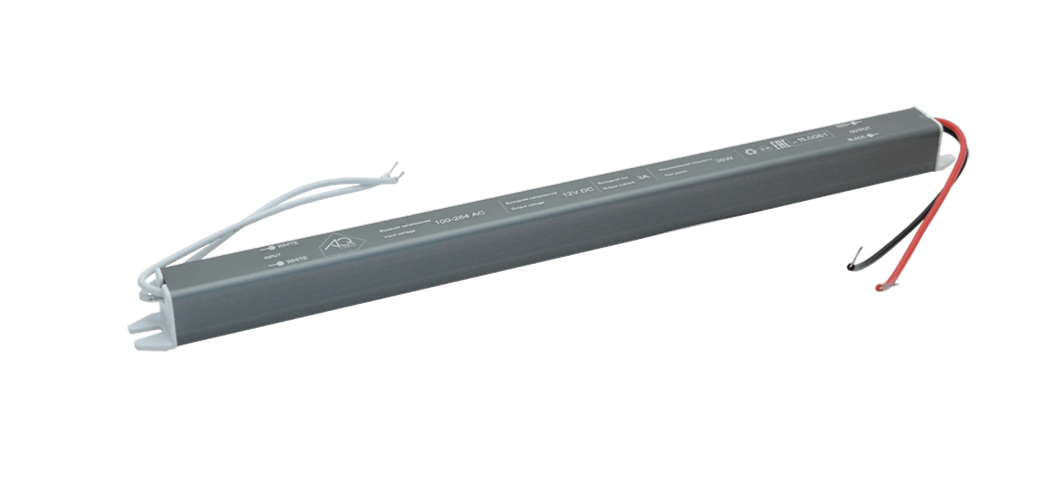 Трансформатор  36W/12V, IP20, сверхтонкий, без шнура, металлический, SLIM AQ