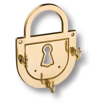 Вешалка "Замок", 00074, на 3 крючка, латунь, глянцевая латунь