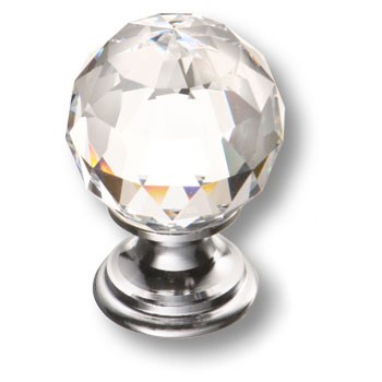 Ручка-кнопка, 9933-400, d=20мм, металл/кристалл Swarovski, глянцевый хром