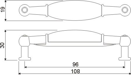 Ручка-скоба, UP-WP0728-BB, 96мм, металл/керамика, старое золото/бежевый с орнаментом (коричневый)