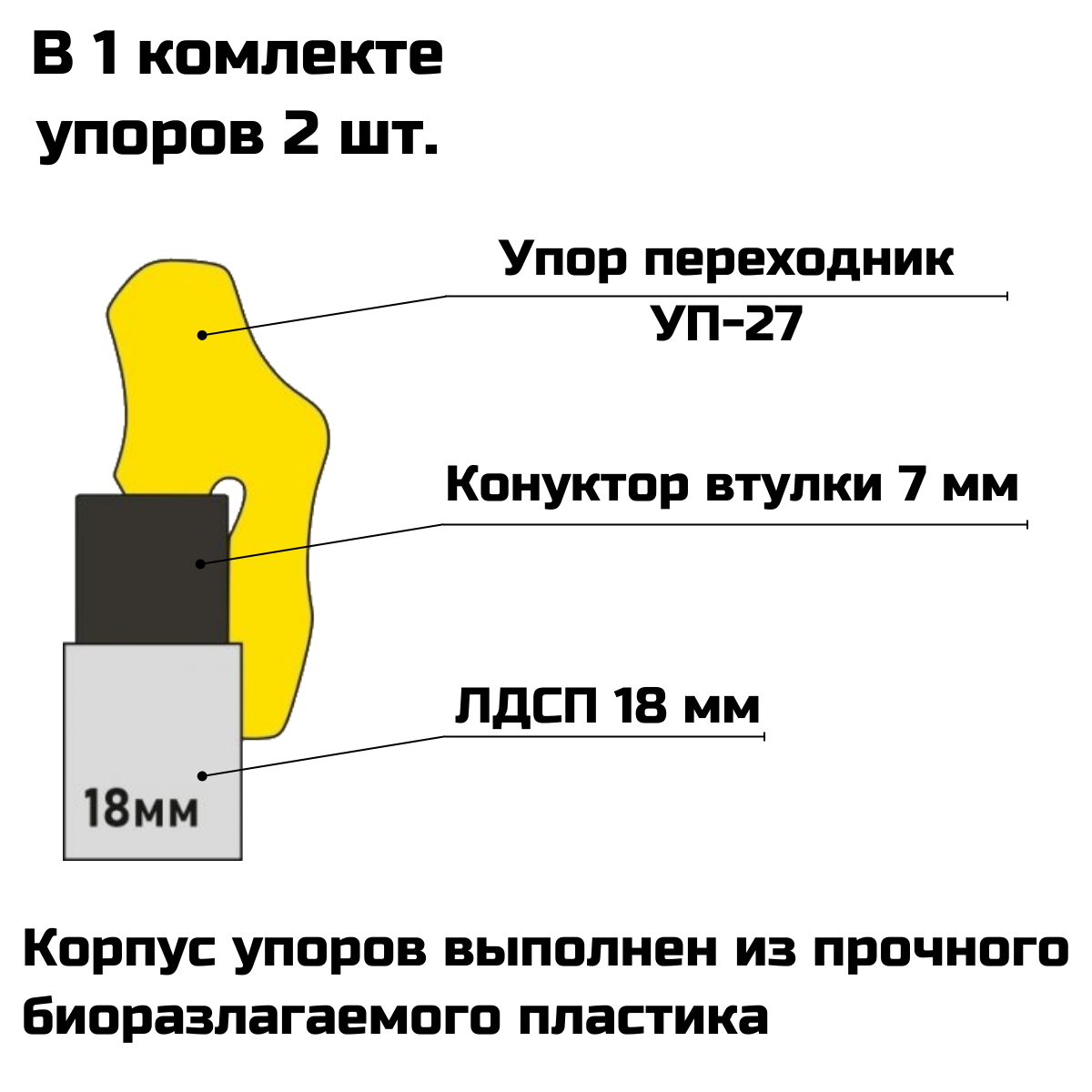 Упор переходник для кондуктора втулки 7 мм (для плиты 18мм) 2 шт