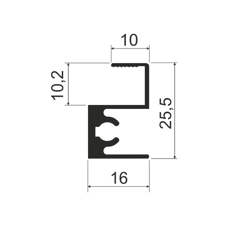 Горизонталь верхняя L=3800мм, черный браш