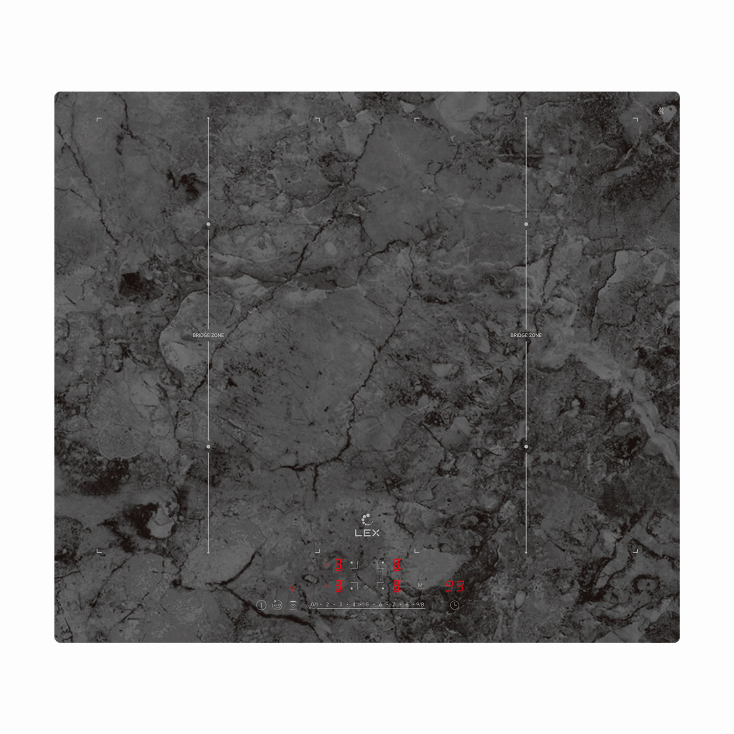 Варочная панель индукционная EVI 640 F I DS, 60 см, с инвертором, стеклокерамика, мрамор, Lex