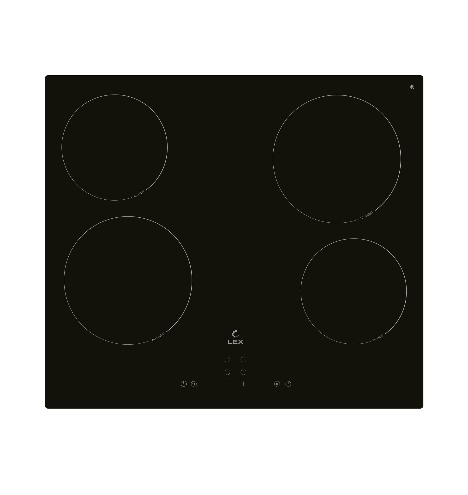 Варочная панель EVH 640B BL, 60см, стеклокерамика, черный матовый, Lex