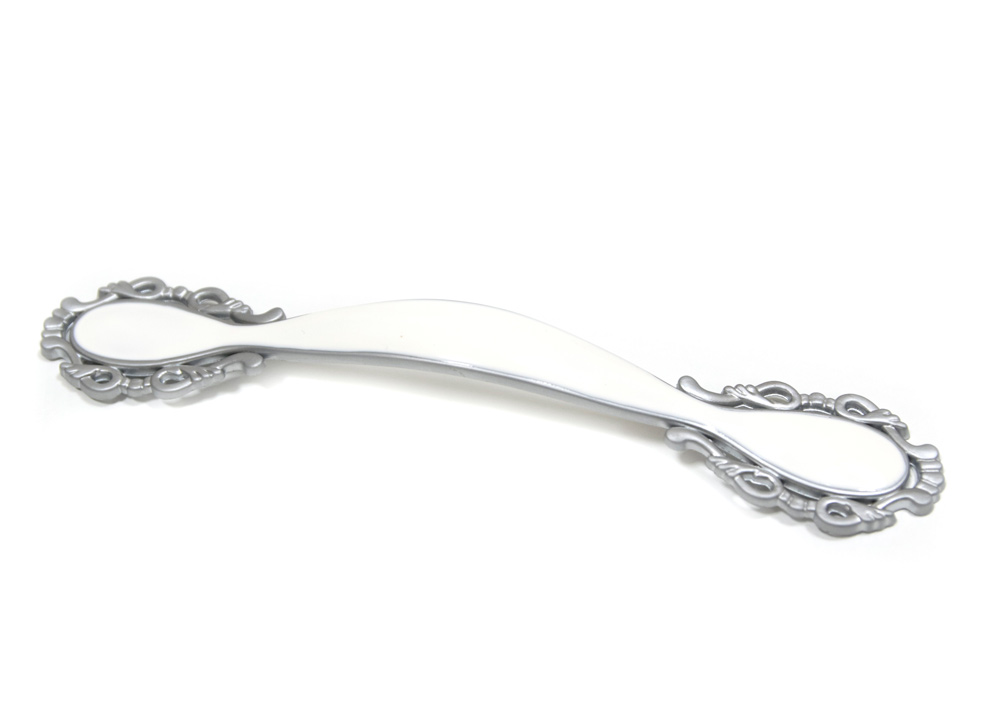 Ручка-скоба, 203, 128мм, металл, матовый хром/белый 