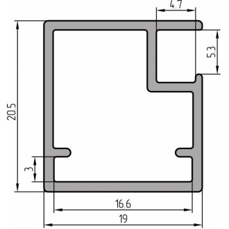 MZ01 Алюминиевый профиль для стекла, 20,5х19мм, L=6000мм, белый матовый soft touch