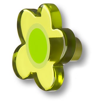 Ручка-кнопка, 698VEX, 29х52х54мм, пластик, зеленый, "Цветок"