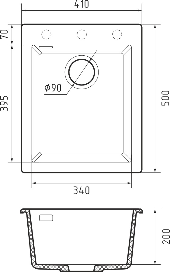 Мойка Rivelato ZENO 4150, 410х500х200мм, белый