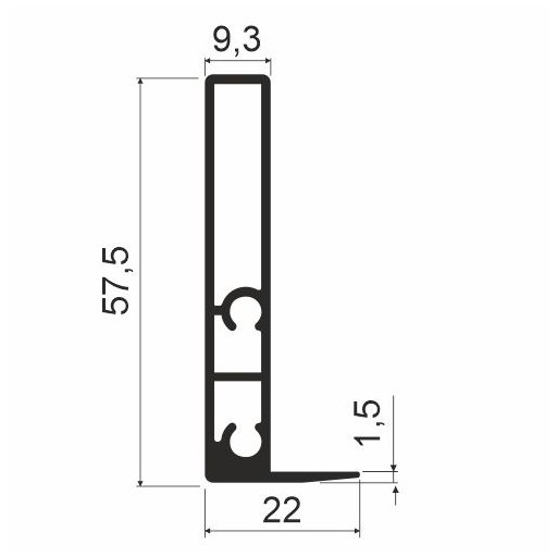 Профиль для полок задний, L=5800, латунь
