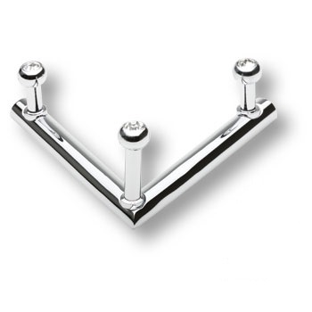 Крючок, 0493-005-V3, трехрожковый, металл, глянцевый хром, с кристалами Swarovski