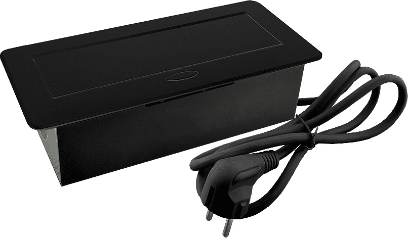 Горизонтальная, 2хEURO+2хUSB A+C, полуавтомат, черный, 263х117х65мм, металл/пластик, AQ