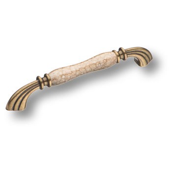 Ручка-скоба, 1905-40-160-L BROWN, 160мм, металл/керамика, старая бронза/бежевая паутинка