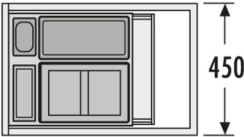 Система контейнеров "XXL", 1х12л, 1х18л, 1х4,1л, 433x330мм, в шкаф 450мм, пластик, серый