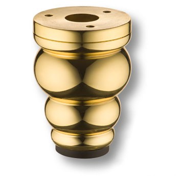 Опора декоративная мебельная регулируемая, d=58мм, h=80мм, алюминий/пластик, глянцевое золото