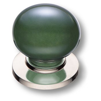 Ручка-кнопка, 3005-51-GREEN PEARL, d=32мм, керамика/металл, зеленый/глянцевый никель