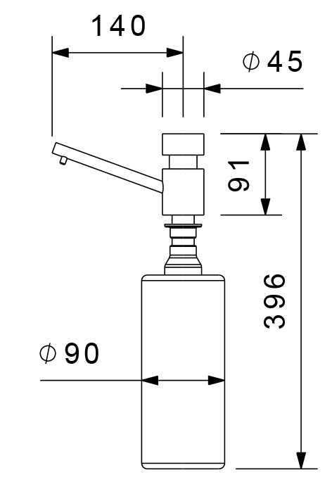 Дозатор Rivelato RD-1000, d=35 мм, 1000мл, антрацит
