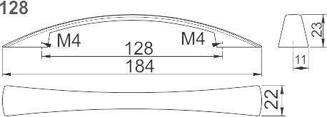 Ручка-скоба, UZ-Z10, 128мм, металл, хром