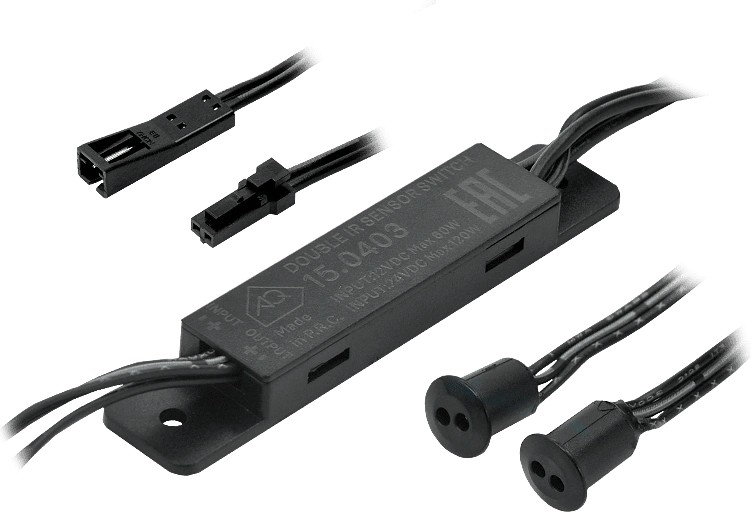 Выключатель ИК на преграду, с выносными сенсорами (2 шт.), 12-24В/60-120Вт, врезной Ø10мм, черный, AQ