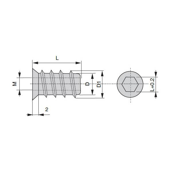 Футорка ввинчиваемая, М6, 9,5х13мм, сталь, цинк, PERMO