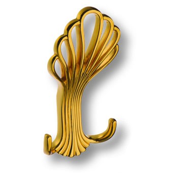 Крючок, 747MP11, двухрожковый, металл, глянцевое золото