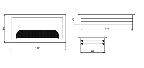 Заглушка для кабель-канала, 80х160мм, алюминий, алюминий, Rejs