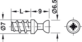 Болт RAFIX 20, 6,5х7х7,5мм, цинковое литье, без покрытия, Hafele