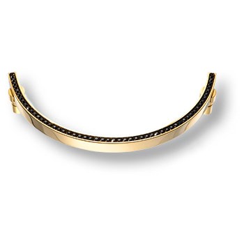 Ручка-скоба, 2574-003-160 BLACK, 160мм, металл/кристаллы Swarovski, глянцевое золото/черный