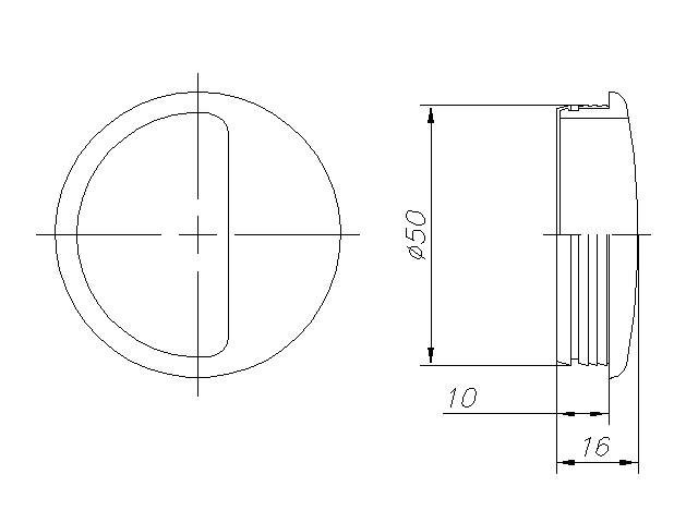 Ручка врезная, d=50мм, пластик, антрацит