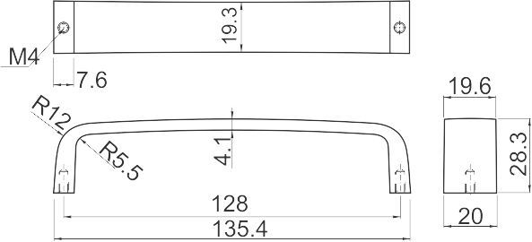 Ручка-скоба, UZ-133, 128мм, металл, сатин