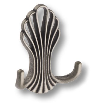 Крючок, 746MP14, двухрожковый, металл, старое серебро