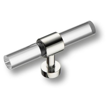 Ручка-кнопка, BU 020.00.07, 35х16х80мм, металл/оргстекло, глянцевый хром