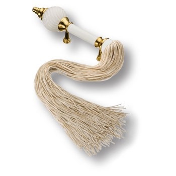 Ручка-скоба, SULTAN-69-96-WHITE-WHITE-KREM, 96мм, металл/керамика, глянцевое золото/белый