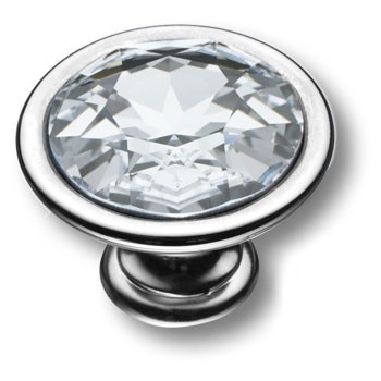 Ручка-кнопка, 27.35.07 SWA, d=35мм, металл/кристалл Swarovski, глянцевый хром