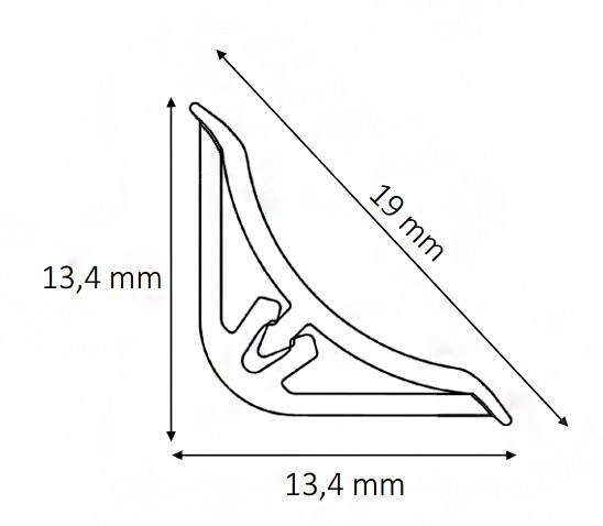 Плинтус LB-15, гранит белый, L=3000мм, 13,4х13,4мм, Россия