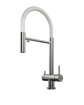 Смеситель Kanto-C, латунь, хром/белый гибкий шланг