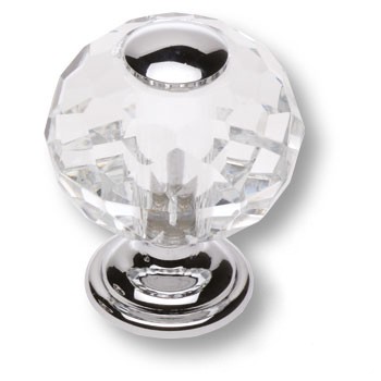 Ручка-кнопка, 0737-005-1, d=30мм, металл/кристалл, глянцевый хром