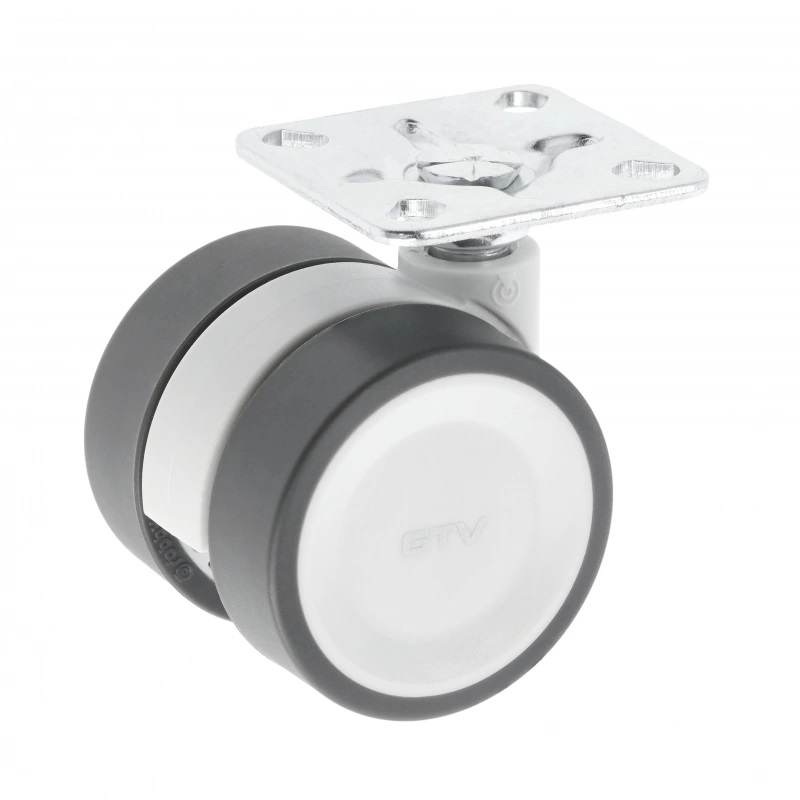 Опора колесная с площадкой, d=50мм, без стопора, пластик, серый, до 50кг, GTV