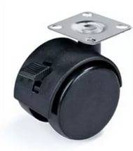 Опора колесная с площадкой, d=40мм, со стопором, пластик, черный, CMF
